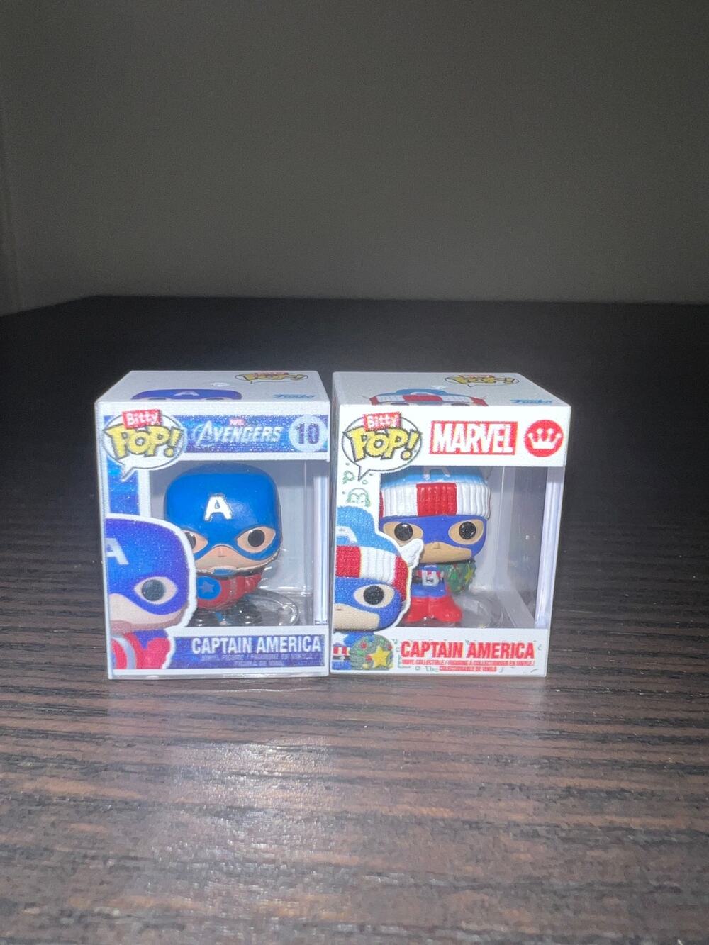 2 BITTY Captain America 1" Funko Pops Marvel #10 Avengers Holidays Infinity MCU